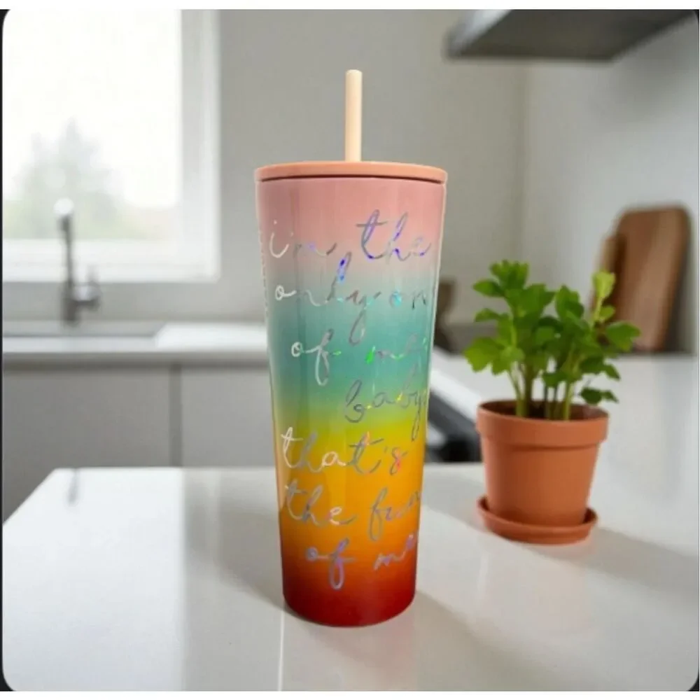 Starbucks Stainless Steel Rainbow Ombré Tumbler Venti 24 oz Iridescent Holograph